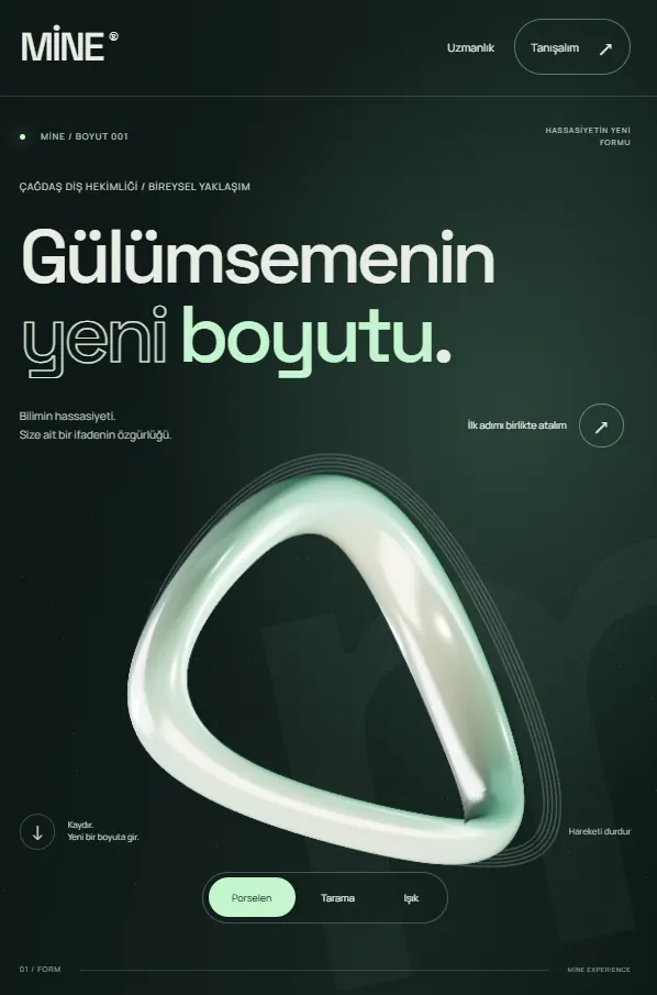 MİNE — Diş Kliniği Web Sitesi Tasarımı — phone