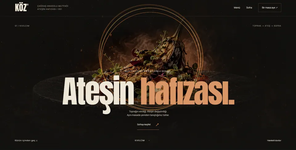 KÖZ — Restoran ve Kafe Web Sitesi Tasarımı — laptop
