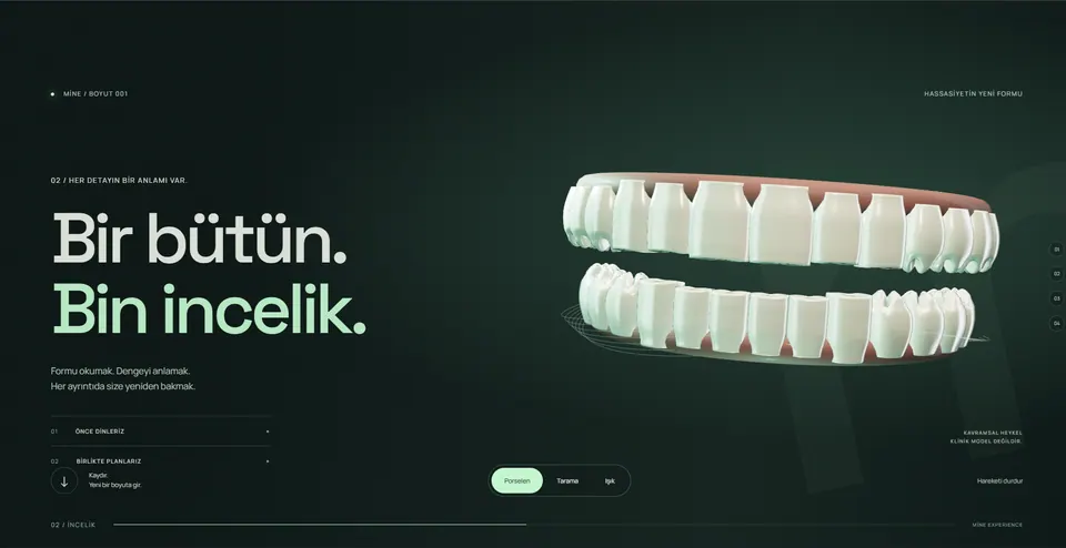 MİNE — Diş Kliniği Web Sitesi Tasarımı — laptop